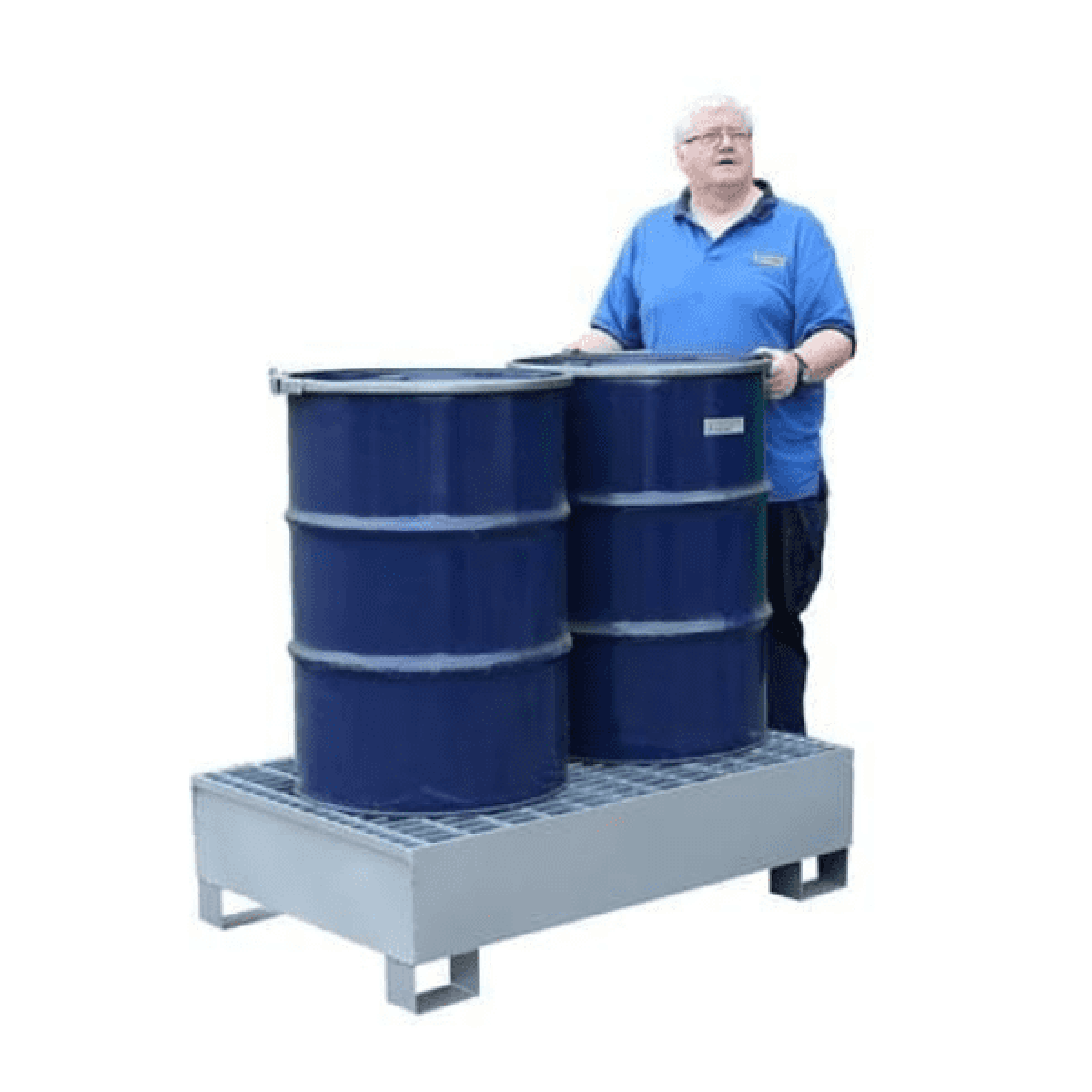 2 DRUM GALVANIZED STEEL - SPILL PALLET-GSP2D
